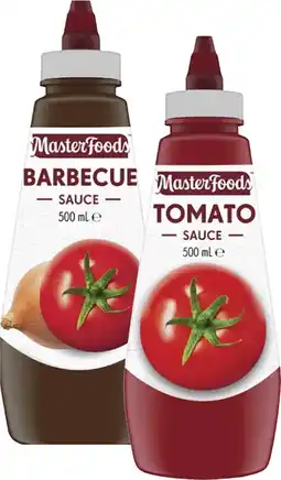 Coles MasterFoods Squeeze Tomato or Barbecue Sauce 475mL-500mL offer