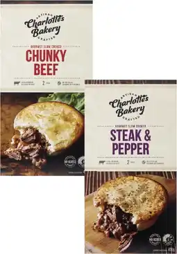 Coles Charlotte's Bakery Slow Cooked Beef Pies 400g offer