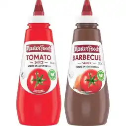 Woolworths MasterFoods Tomato or Barbecue Sauce 475-500ml offer
