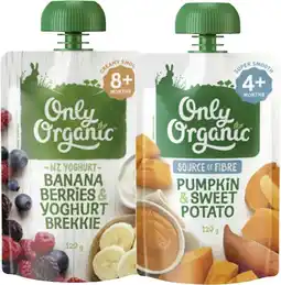 Coles Only Organic 4+ Months, 6+ Months or 8+ Months Baby Food Pouch 120g offer