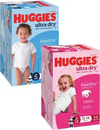 Coles Huggies Ultra Dry Jumbo Nappies-108 Pack offer