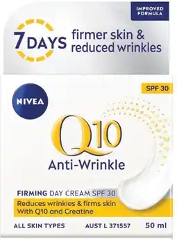 Coles Nivea Q10 Anti Wrinkle Firming Day Cream SPF30 offer