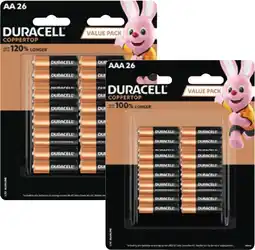 Coles Duracell Coppertop Batteries AA or AAA 26 Pack offer