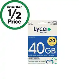 Woolworths Lyca $20 Starter Pack§ offer