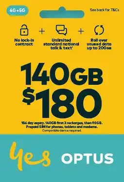 Coles Optus $180 Prepaid SIM Starter Kit offer
