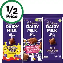 Woolworths Cadbury Dairy Milk, Bubbly or Marvellous Creations Blocks 150-190g offer