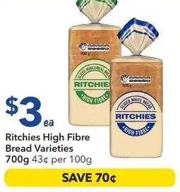 Ritchies Ritchies high fibre bread varieties offer