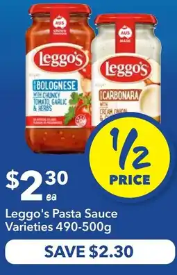 Ritchies Leggo's pasta sauce varieties offer
