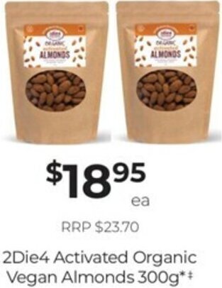 2Die4 Activated Organic Vegan Almonds 300g