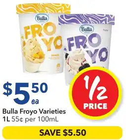 Ritchies Bulla froyo varieties offer