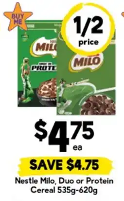 Drakes Nestle milo, duo or protein cereal offer