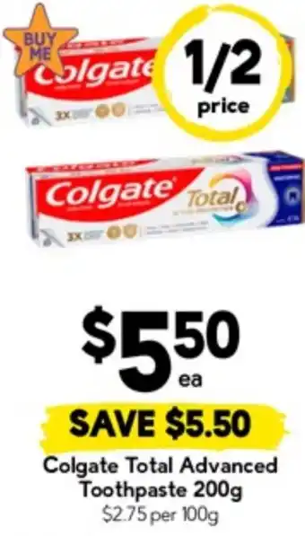 Drakes Colgate Total Advanced Toothpaste offer