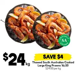 Drakes Thawed south australian cooked large king prawns 16/20 offer