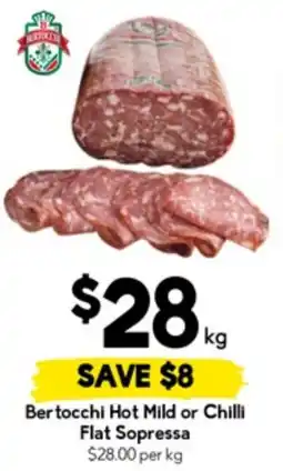 Drakes Bertocchi hot mild or chilli flat sopressa offer