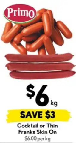 Drakes Cocktail or thin franks skin on offer