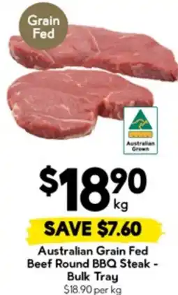 Drakes Australian grain fed beef round bbq steak - bulk tray offer