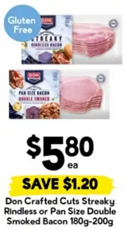 Drakes Don crafted cuts streaky rindless or pan size double smoked bacon offer