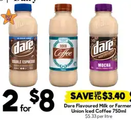 Drakes Dare flavoured milk or farmers union iced coffee offer