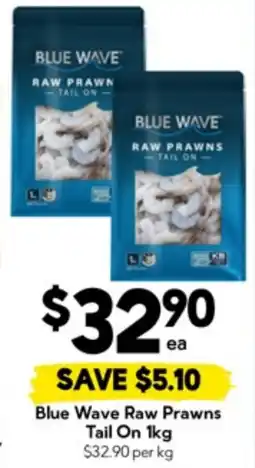 Drakes Blue wave raw prawns tail on offer
