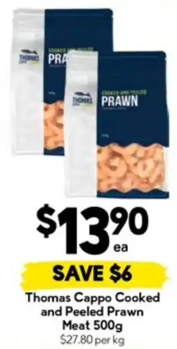 Drakes Thomas cappo cooked and peeled prawn meat offer