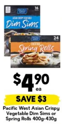 Drakes Pacific west asian crispy vegetable dim sims or spring rolls offer