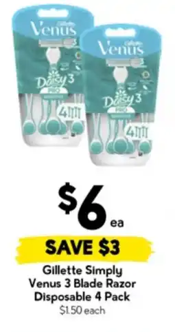 Drakes Gillette simply venus 3 blade razor disposable offer