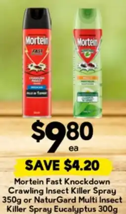 Drakes Mortein fast knockdown crawling insect killer spray or naturgard multi insect killer spray eucalyptus offer