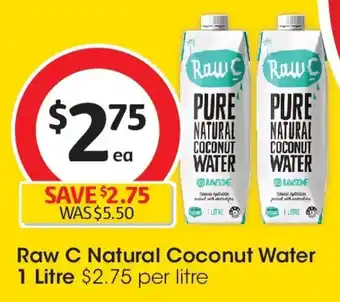 Coles Raw C Pure Natural Coconut Water offer