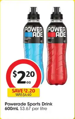 Coles Powerade berry ice sports drink sipper cap offer