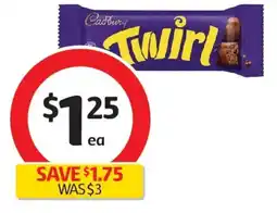 Coles Cadbury Twirl Chocolate Bar offer