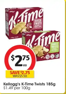 Coles Kellogg's K-Time Baked Twists Raspberry & Apple Flavour Filled Snack Bars offer