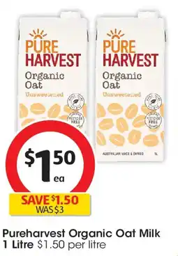 Coles Pureharvest Organic Oat Unsweetened Long Life Milk Uht offer