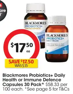 Coles Blackmores Probiotics+ Daily Health Capsules offer