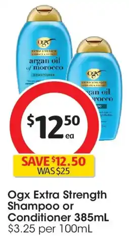 Coles Ogx Extra Strength Hydrate & Repair + Argan Oil Of Morocco Shampoo For Damaged Hair offer