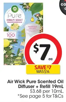 Coles Air Wick Pure Scented Oil Diffuser + Refill Lemon Blossom And Jasmine offer