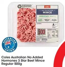 Coles Coles No Added Hormone Beef 3 Star Regular Mince offer