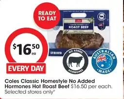 Coles Coles no added hormones hot roast beef offer