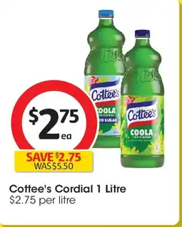 Coles Cottee's Cordial Coola Lime offer