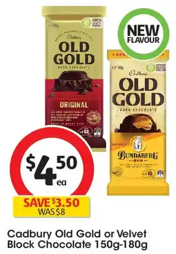 Coles Cadbury Old Gold Original Dark Chocolate Block offer