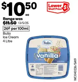 Woolworths Bulla ice cream offer