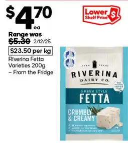 Woolworths Riverina fetta varieties offer