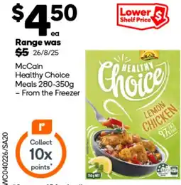 Woolworths Mccain healthy choice meals offer