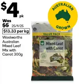 Woolworths Woolworths australian mixed leaf mix with carrot offer