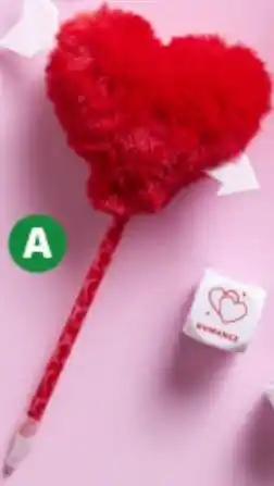 Woolworths A valentine's day fluffy pen heart red offer