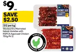 Woolworths Woolworths Marinated Kebab Varieties offer