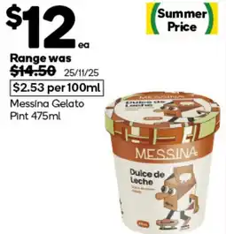 Woolworths Messina gelato pint offer