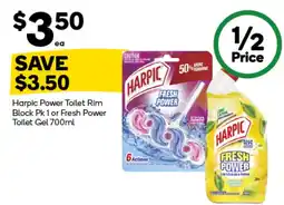 Woolworths Harpic power toilet rim block fresh power toilet gel offer