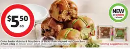 Coles Coles Easter Matcha & Raspberry or Sticky Date Inspired Hot Cross Buns offer