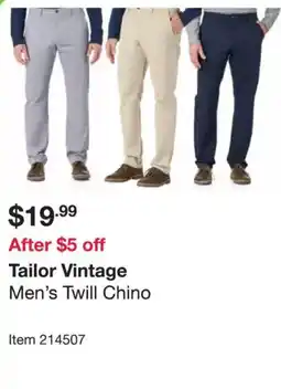 Costco Tailor vintage men's twill chino offer