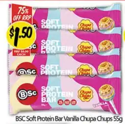 NQR Bsc soft protein bar vanilla chupa chups offer